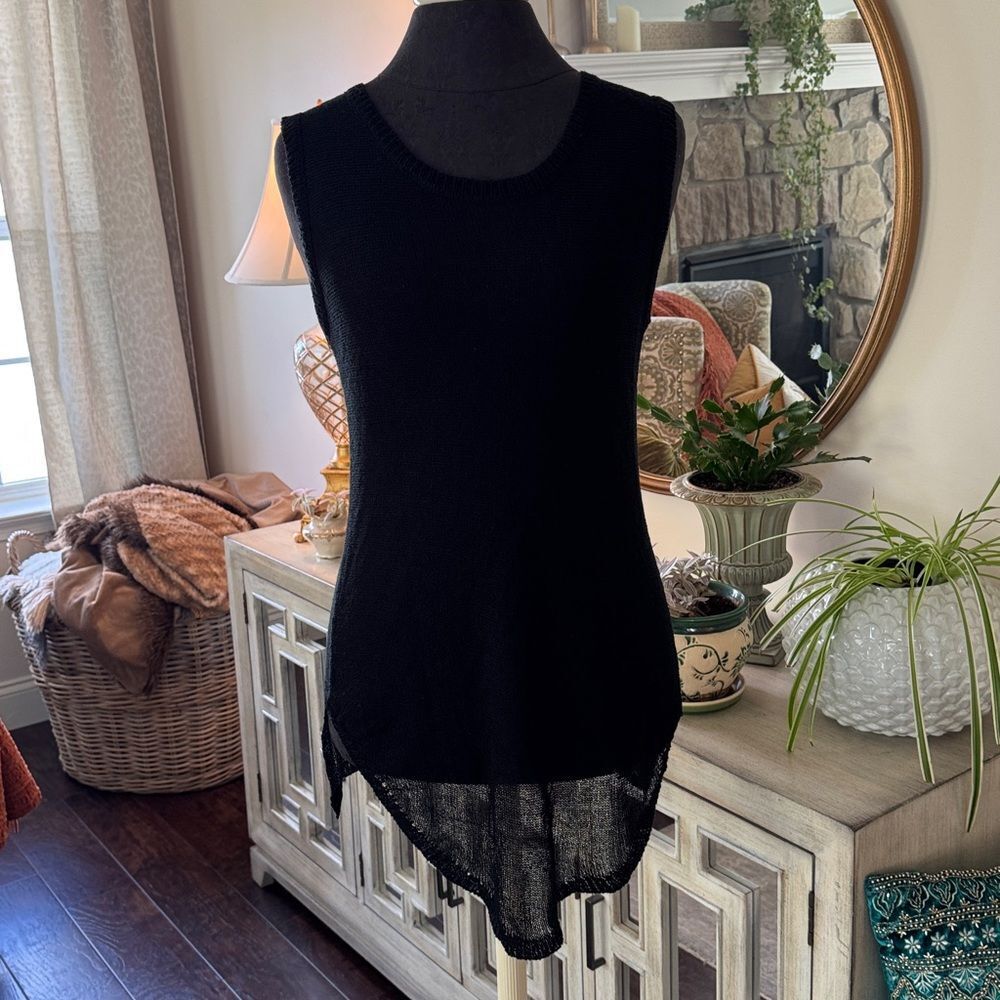 Black Sleeveless Knit see-through Top size small